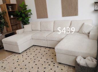 Gorgeous ‼️ sectional sofa double chaise ivory corduroy