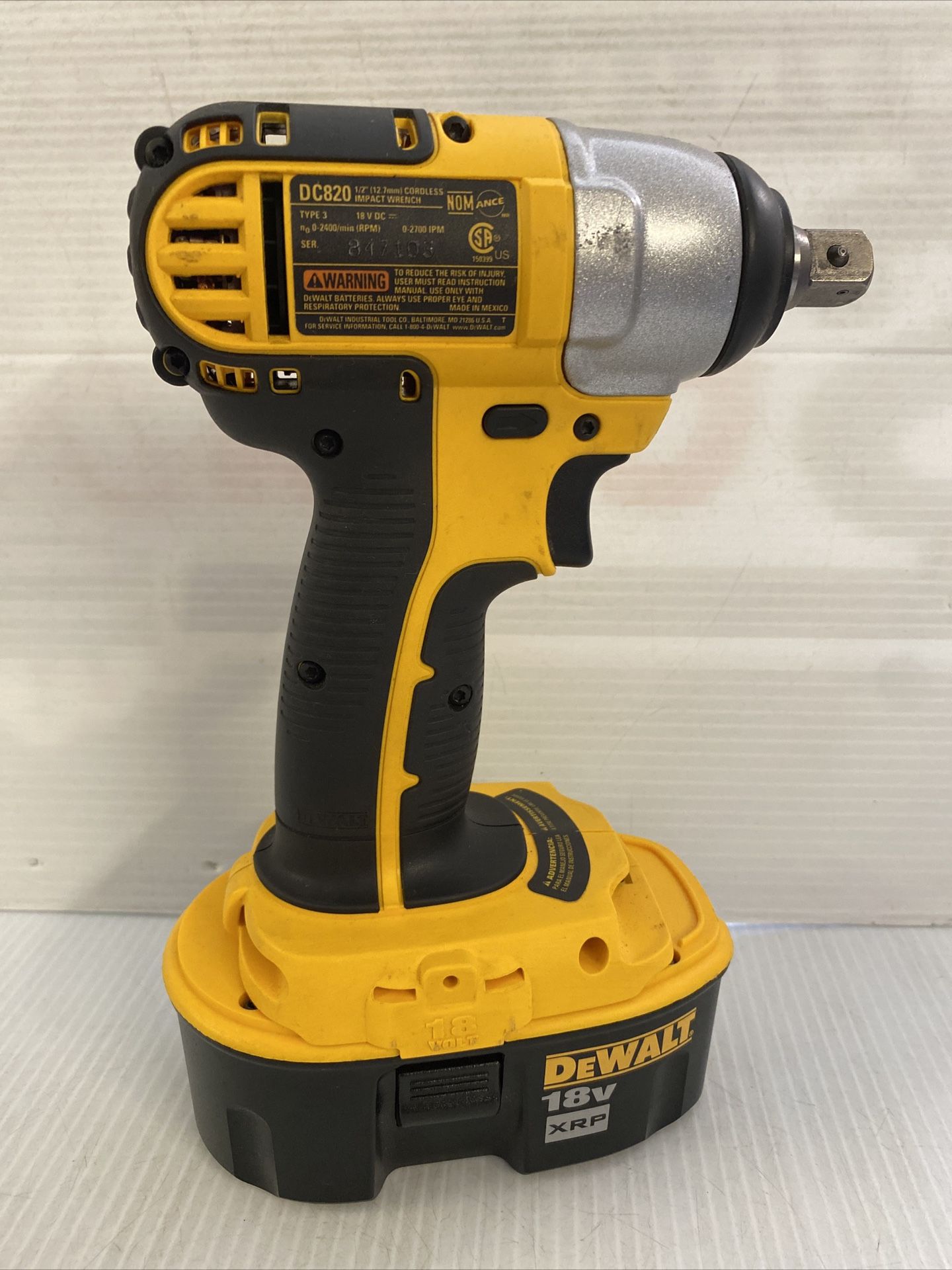 Dewalt dc820 impact wrench hotsell