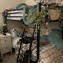 Black Twin-Over-Twin Metal Bunk Bed Frame