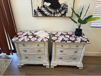 Mid Century Modern Floral Nightstands