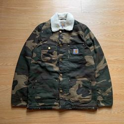 Carhartt Wip Camo Sherpa Blanket Phoenix Coat Jacket 