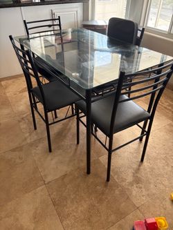 Glass Top Dining Table with 4 Chairs