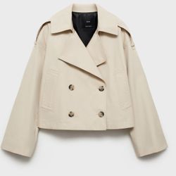 DOUBLE-BREASTED CROPPED TRENCH COAT
