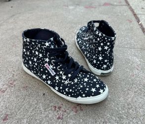 SUPERGA Navy and white high top sneakers with stars. Excellent condition.