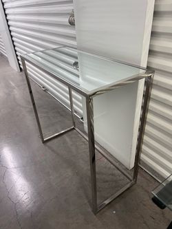 Glass Top Chrome Console Table