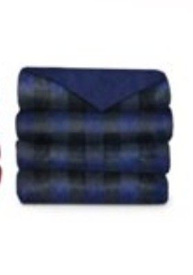 Navy plaid electric blanket