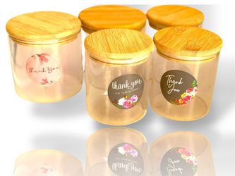 Set of 5 Glass Storage Jars with Bamboo Lids