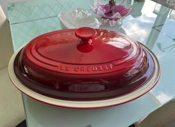 Le Creuset Stoneware Dutch Oven Casserole Large 17 1/4" Cerise Red VTG EUC