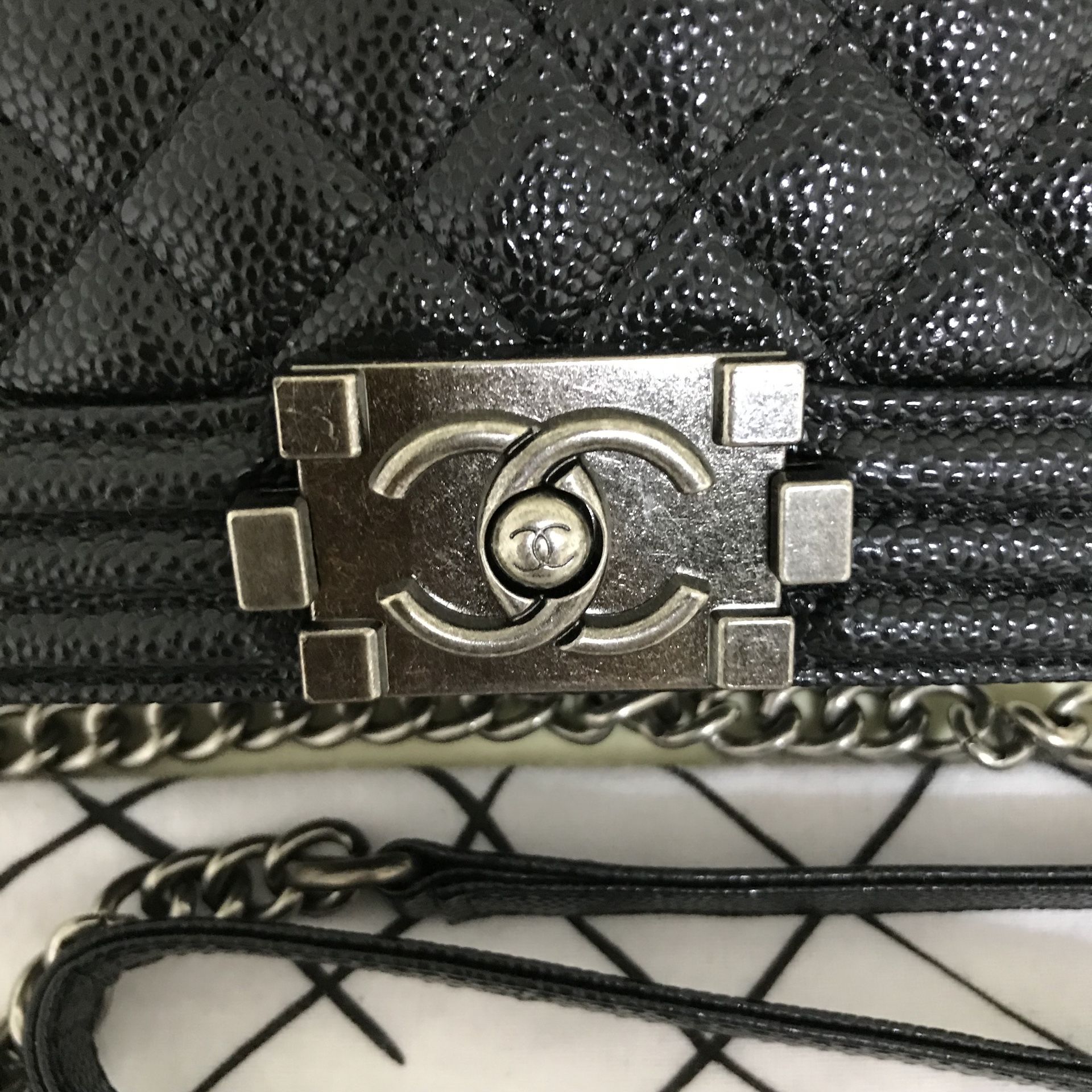 Chanel Silver Patent Leather Boy Wallet On Chain Shoulder Bag/ Clutch ○  Labellov ○ Buy and Sell Authentic Luxury