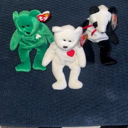 **Beanie Babies** Set Of 3 Valentino 1993 Erin 1997 & Fortune 1998