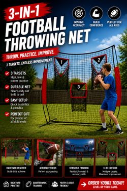🏈 3-IN-1 FOOTBALL THROWING NET
