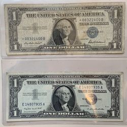 1957 Star $1 Blue Seal & 1957A $1 Silver Certificate Bill/Note