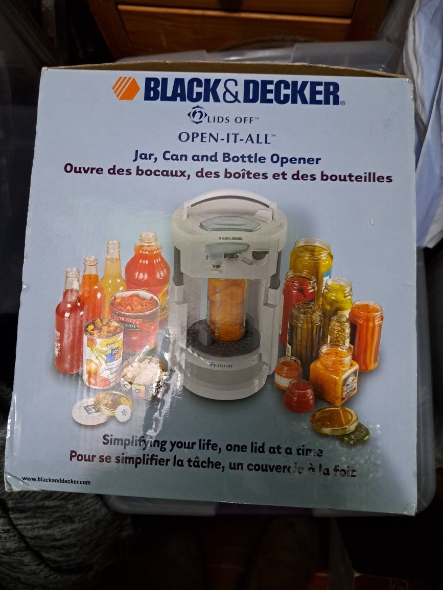 Black & decker JW400 lids off open it all opener brand new in box..this can open anything from a can to a mason jar to a bottle opener