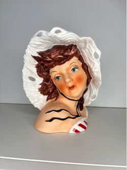 Vintage Mid Century Ucagco Bikini Girl Lady Head Vase Planter