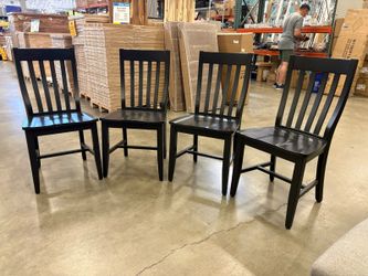 POTTERY BARN Wooden Noir Finish Classic Dining Chairs (Set of 4)