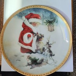 "Santa Littlest Reindeer" Collector's Plate From A Lisi Martin Christmas Plate Collection