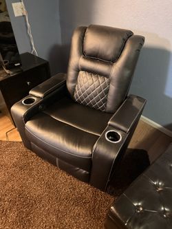 Black Faux Leather Power Recliner Chair