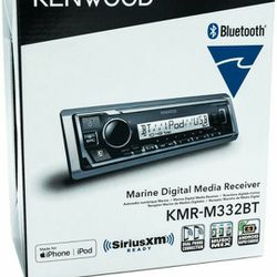 KENWOOD KMR-M332BT Car & Marine Stereo - Single Din, Bluetooth Audio, USB MP3, Aux in, AM FM Radio SiriusXM Ready, Weatherproof, Multi Color Illuminat