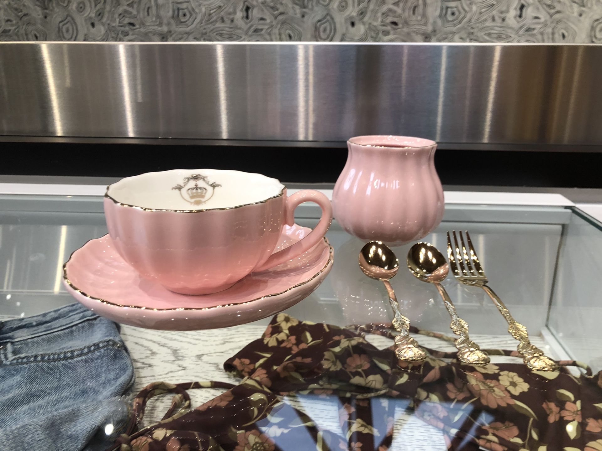 Pink Tea Cup and Saucer Set