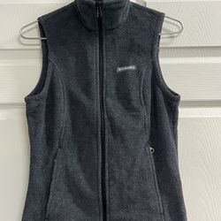 Columbia Women’s Gray Fleece High Neck Full Zip Vest wi/ Zip Pockets - XS - EUC