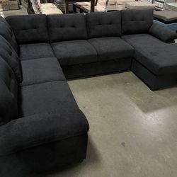 New! Sectional Sofa With Pull Out Bed, Sectionals, Sectional Couch, Sectional Sofa With Storage Chaise, Sofa, Sleeper Sofa, Couch