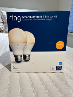 RING Smart Lightbulb Starter Kit - 2 A19 Dimmable LED Bulbs + Ring Bridge NEW