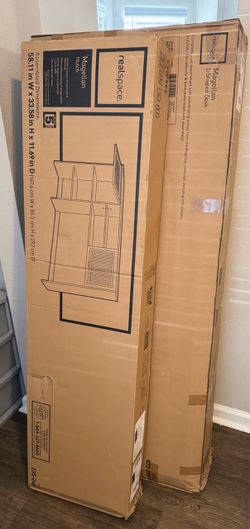 Realspace Magellan L-Shaped Desk with Matching Hutch Set - Gray (Brand New In Factory Sealed Boxes)