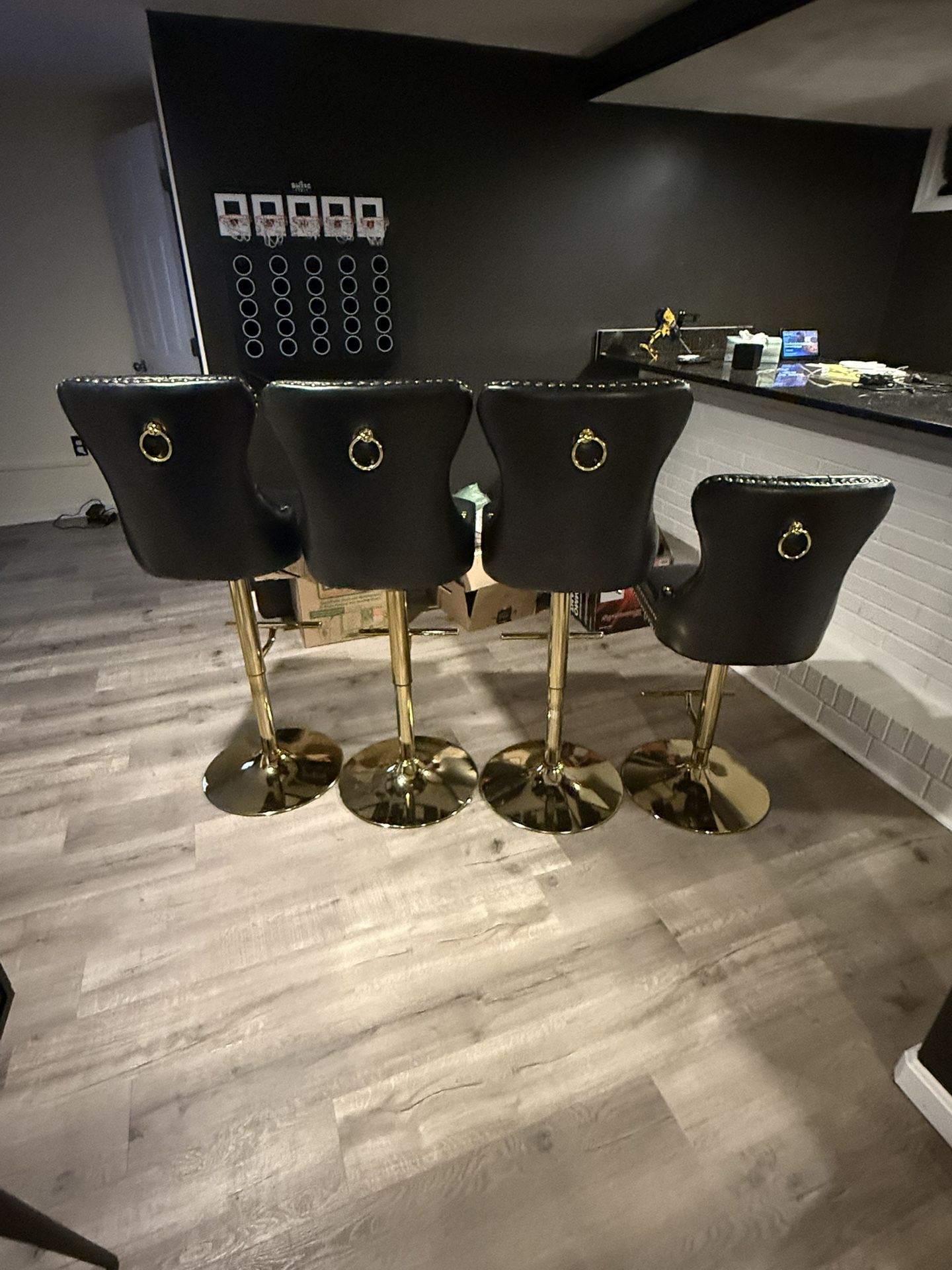 Black And Gold Barstools (Set of 4)
