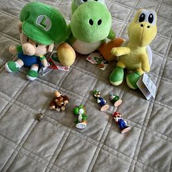 Super mario plush and mini figurines