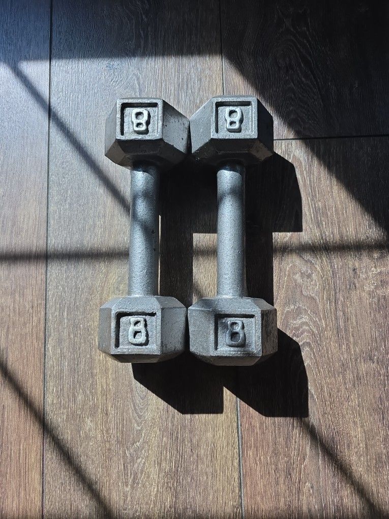 Set Of 8lb Iron Dumbbells