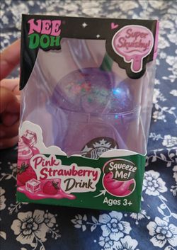 Nee Doh Pink Strawberry Drink Squishy Toy