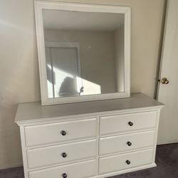 White Dresser White Frame Mirror 
