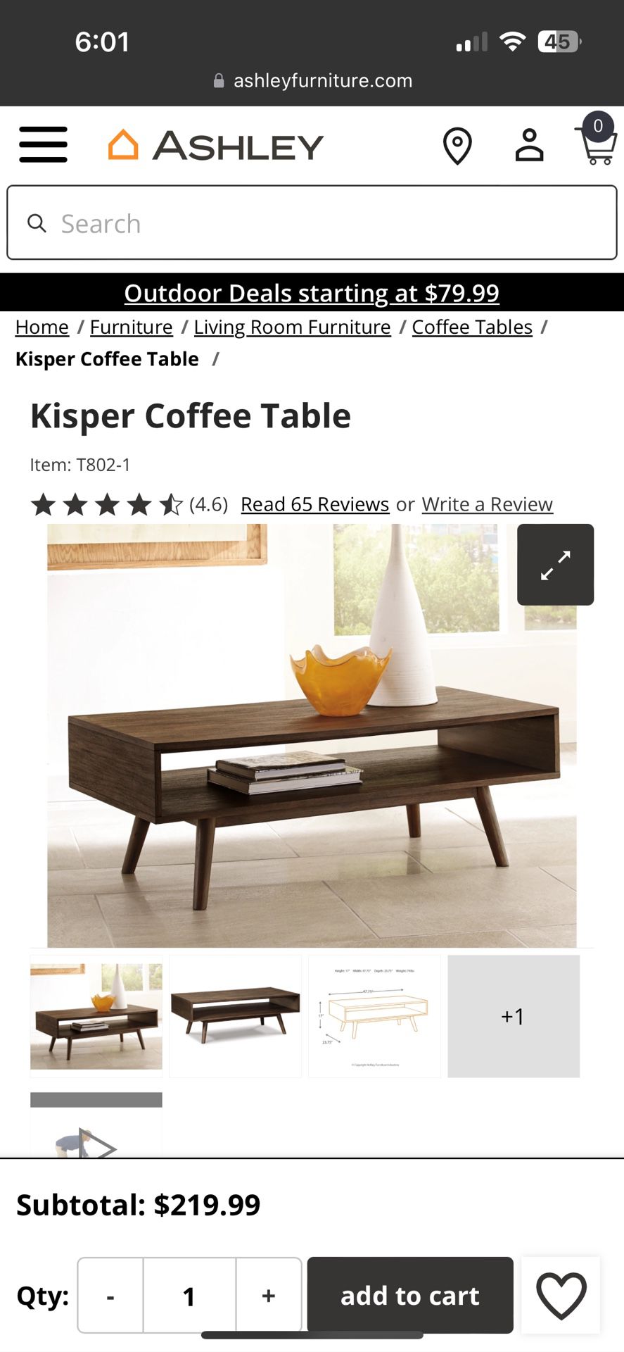 Kisper Coffee Table By Ashley