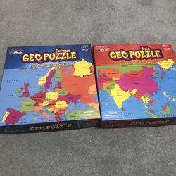 Educational Puzzles - Set Of 3: Europe, Asia, US