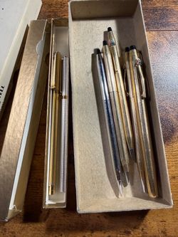 Estate Lot 4 Vintage Cross 10K GF / 2  Chrome Pens & 2Faber-Castell Slim Pen Set