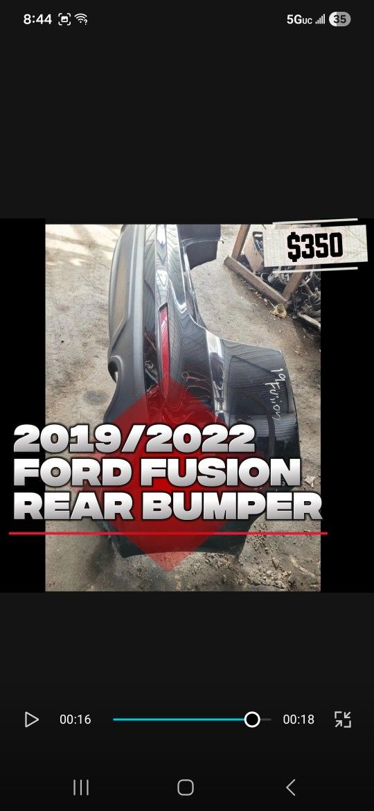 2019/2020/2022 Ford Fusion Rear Bumper Cover