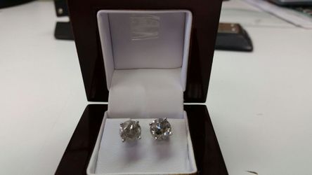 1.82 Carat H Diamond Earrings 14k WG Screwbacks