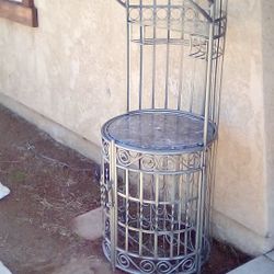 Gorgeous Rustic Vintage Wine And Glass Rack With Marble And Glass