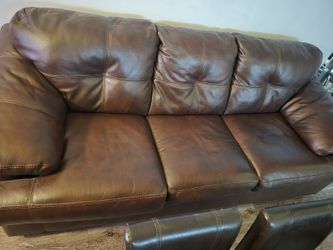 Brown leather couch
