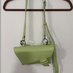 Green leather crossbody bag