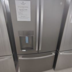 NEW MONTH SALE! GE 27. 8 cu. ft. French Door Refrigerator In State, FingerPrint Resistant Stainless Steel