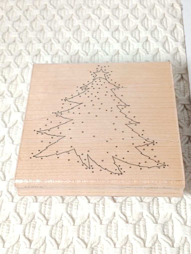 4" CHRISTMAS TREE W/ STAR Wood/Rubber Stamp J1202 Annette Allen Watkins 1993