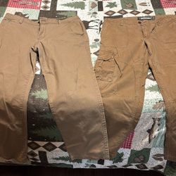2 Pairs Brown Work / Causal Pants. Mens 36/30