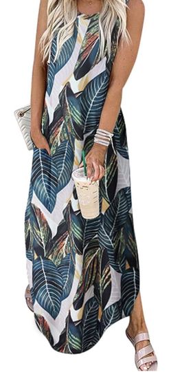 Tropical Print Maxi Summer dress - Large