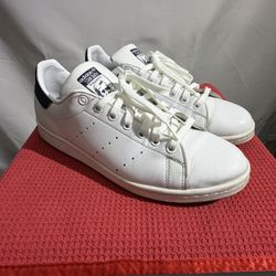Adidas Stan Smith Shoes Mens Size 9.5 White Navy Blue Primegreen Sneakers