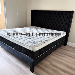 New King Bed Frame With Mattress 