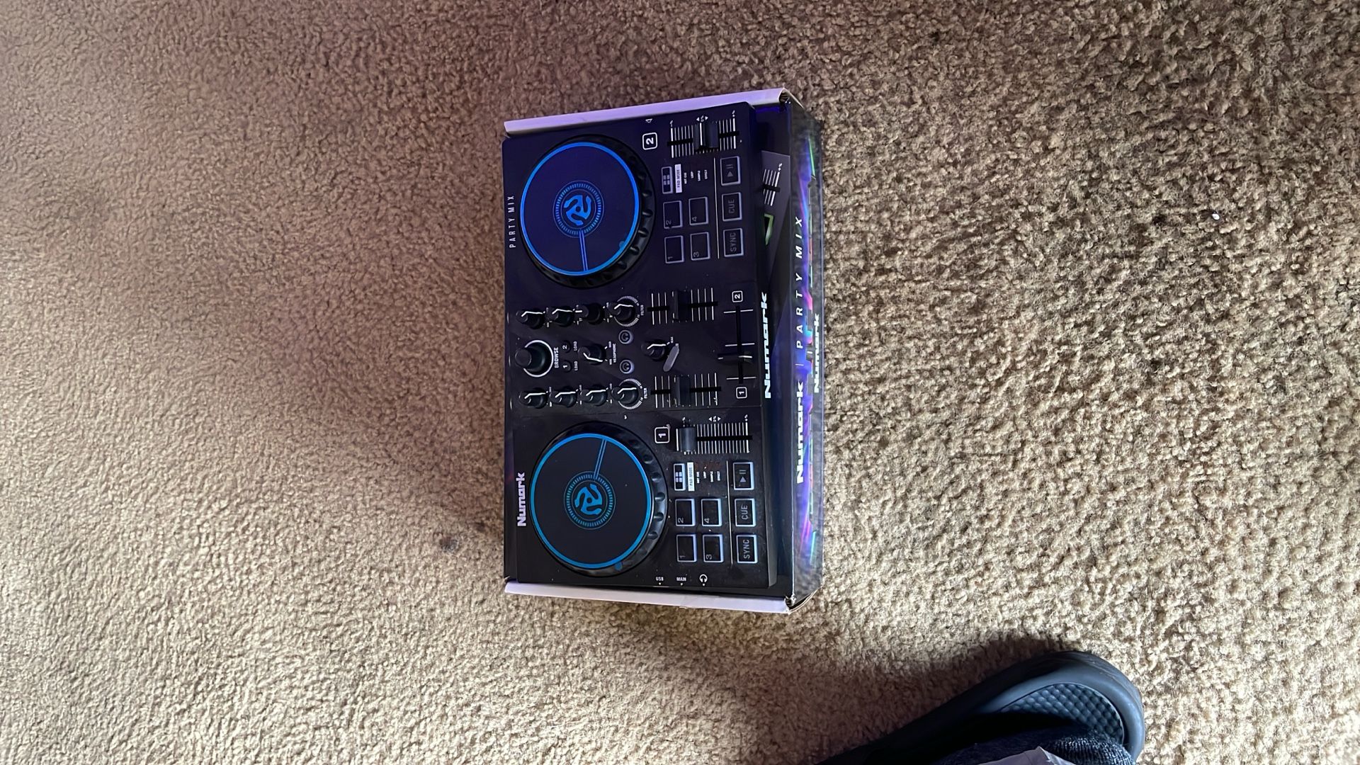 Numark Beginners Party Mix II DJ Controller Set with Built-In Lights, Mixer for Serato Lite