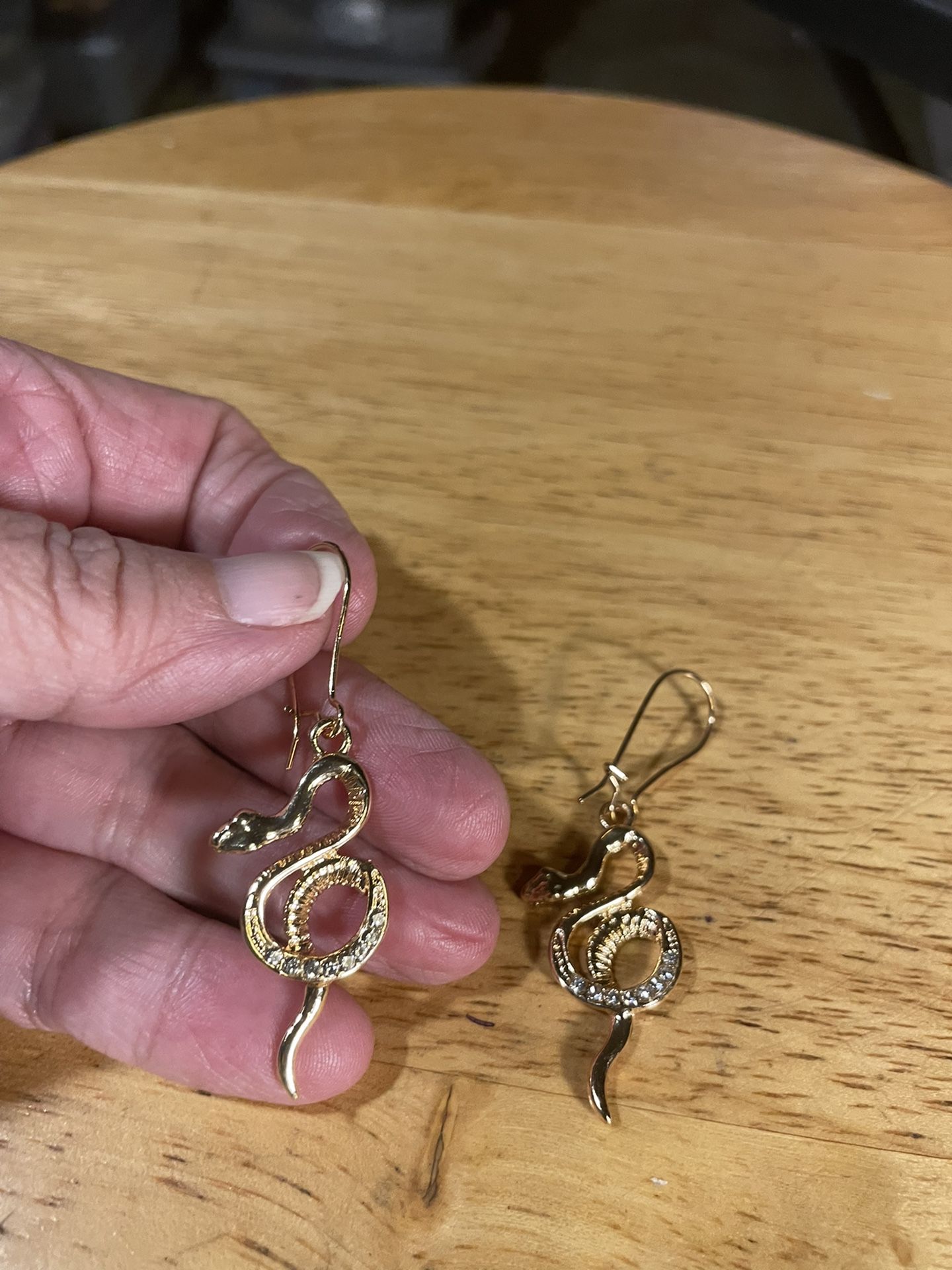 Snake Dangling Earrings (Gold Plated) (PMRSDE)