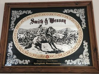 Vintage SMITH & WESSON ADVERTISEMENT MIRROR 29" X 23