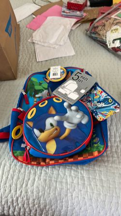 Sonic backpack lunch bag and pencil case set